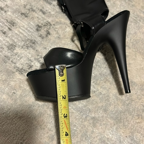 Women’s Black Platform Stiletto Open Lace Up Boots - Picture 14 of 14